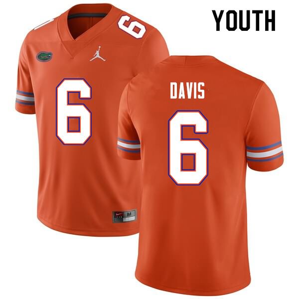 Youth NCAA Florida Gators Shawn Davis #6 Stitched Authentic Nike Orange College Football Jersey RLF1065KD